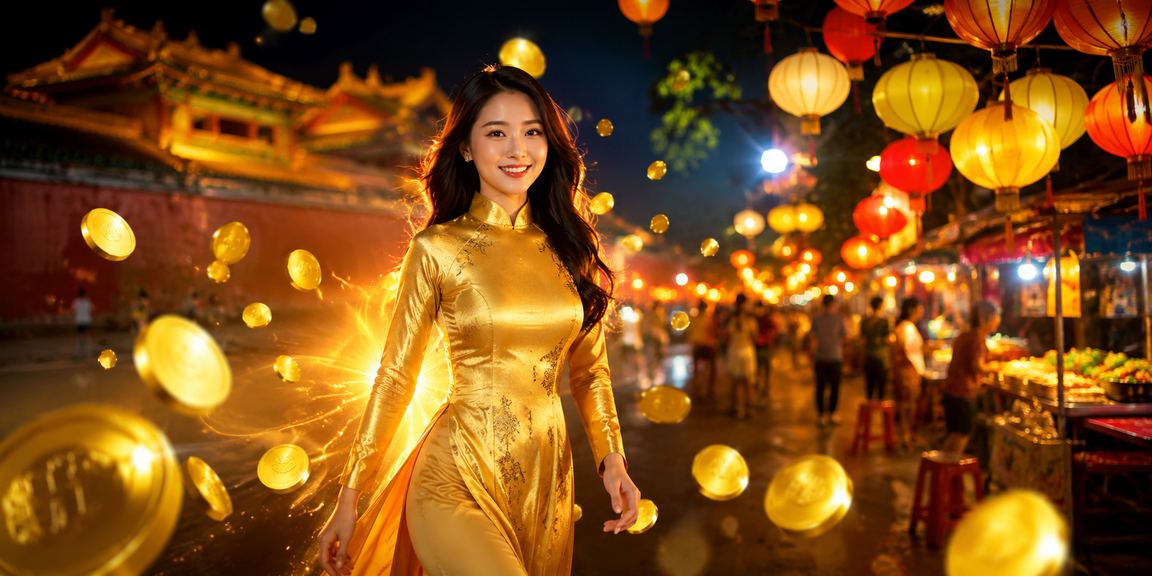 Người dùng tại Huế xem phân tích kèo thể thao trên điện thoại với trang phục áo dài truyền thống